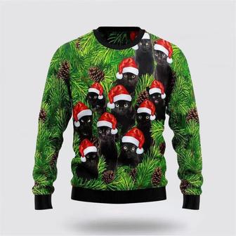 Black Cat Christmas Tree Ugly Christmas Sweater, Jumper | Favorety UK