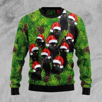 Black Cat Christmas Tree Ugly Christmas Sweater | Favorety CA