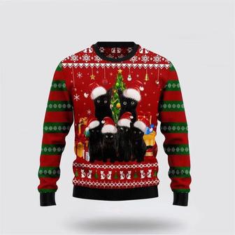 Black Cat Family Christmas Ugly Christmas Sweater, Jumper – Cat Lover Christmas | Favorety