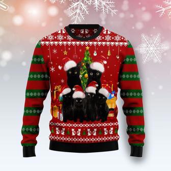 Black Cat Family Christmas Ugly Christmas Sweater | Favorety