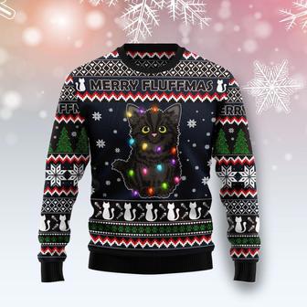 Black Cat Fluffmas Ugly Christmas Sweater | Favorety DE