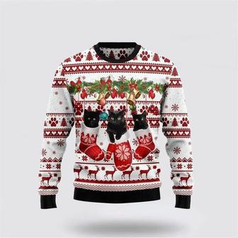 Black Cat Gloves Merry Christmas Funny Family Ugly Christmas Sweater | Favorety DE