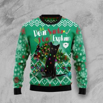 Black Cat I Can Explain Christmas Funny Ugly Christmas Sweater, | Favorety