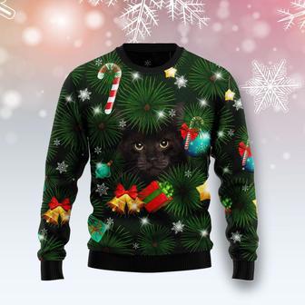 Black Cat Inside Tree Ugly Christmas Sweater | Favorety CA