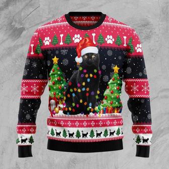 Black Cat Light Ugly Christmas Sweater | Favorety AU