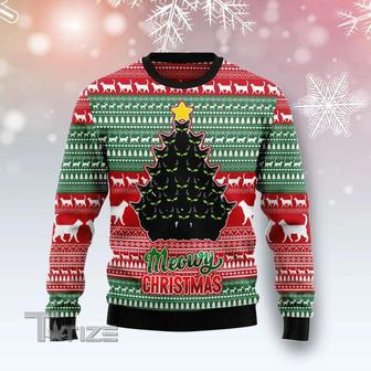 Black Cat Meowy Christmas Ugly Christmas Sweater | Favorety DE