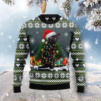 Black Cat Merry And Bright Ugly Christmas Sweater | Favorety DE