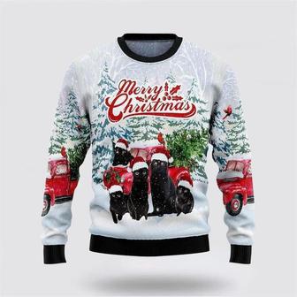 Black Cat Merry Christmas Ugly Christmas Sweater, Jumper | Favorety