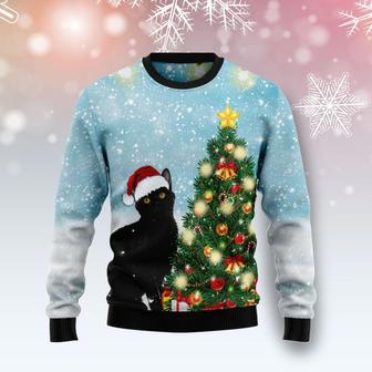 Black Cat Noel Tree Ugly Christmas Sweater | Favorety CA