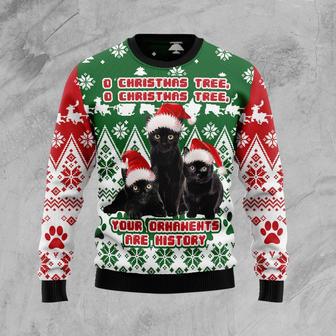 Black Cat Oh Christmas Tree Ugly Christmas Sweater | Favorety DE