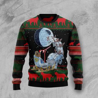 Black Cat Sleigh To Death Star Ugly Christmas Sweater | Favorety UK