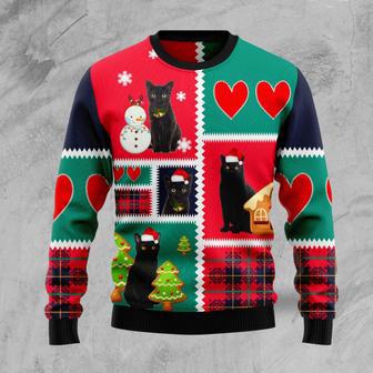 Black Cat Snow Ugly Christmas Sweater | Favorety UK