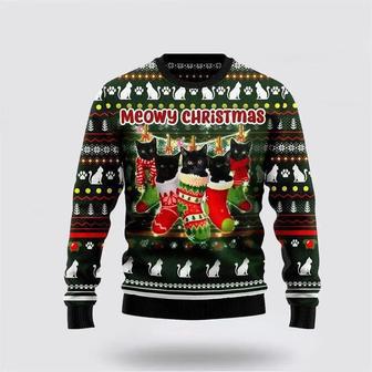 Black Cat Socks Ugly Christmas Sweater, Jumper – Cat Lover Christmas Sweater | Favorety UK