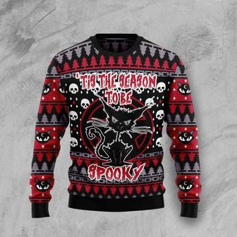 Black Cat Spooky Halloween Ugly Christmas Sweater | Favorety CA