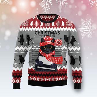 Black Cat Tree Killer Ugly Christmas Sweater | Favorety DE