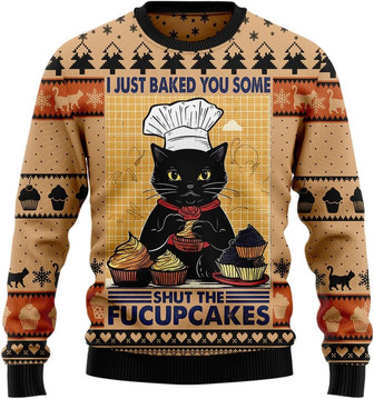 Black Cat Unisex Christmas Sweater Men & Women , Plus Size Xmas Pullover Sweashirt for Men and Women - Thegiftio UK