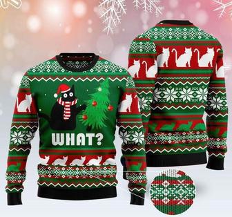 Black Cat What Pattern Ugly Christmas Sweater | Favorety UK