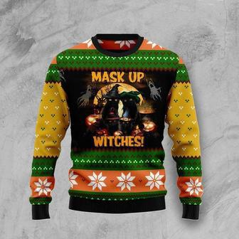 Black Cat Witches Halloween Ugly Christmas Sweater | Favorety