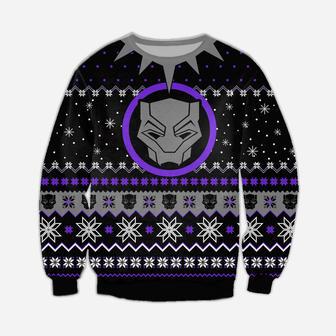 Black Panther Knitting Pattern Print Ugly Christmas Sweater | Favorety UK