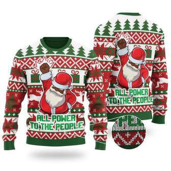 Black Santa All Power To The People Ugly Christmas Sweater For Men & Women | Favorety CA