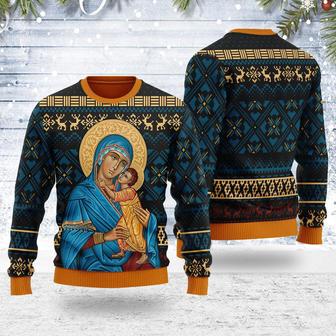 Blue Madonna Virgin Mary Christmas Sweater | Favorety CA