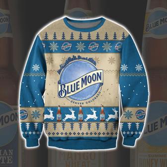 Blue Moon Knitting Pattern Print Ugly Christmas Sweater | Favorety DE