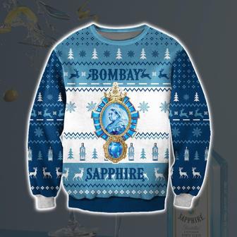 Bombay Sapphire Knitting Pattern Print Ugly Christmas Sweater | Favorety