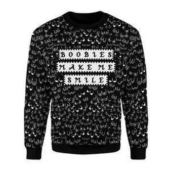 Boobies Make Me Smile Ugly Christmas Sweater | Favorety CA