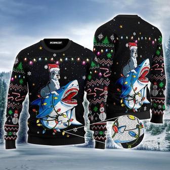 Boston Terrier Ugly Sweater, Shark & Boston Terrier Funny Ugly Christmas Ugly Sweater | Favorety DE