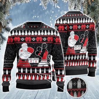 Boxing Santa And Krampus Ugly Christmas Sweater | Favorety