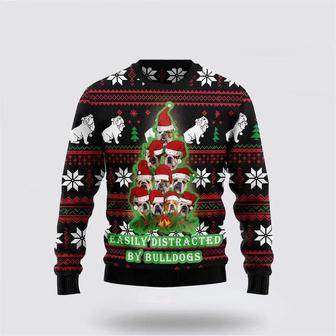 Bulldog Pine Tree Christmas Ugly Christmas Sweater, Jumper – Pet Lover Christmas | Favorety