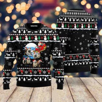 Bulldog Pointer Santa On Highway Ugly Christmas Sweater For Men & Women | Favorety