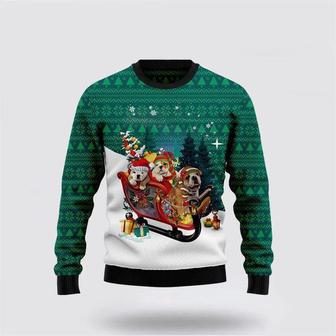 Bulldog Sleigh Ugly Christmas Sweater, Jumper – Pet Lover Christmas Sweater | Favorety