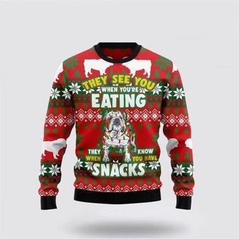 Bulldog Snacks Ugly Christmas Sweater, Jumper – Pet Lover Christmas Sweater | Favorety AU