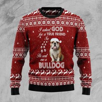 Bulldog True Friend Ugly Christmas Sweater, Christmas Gift For Dog Lover | Favorety CA