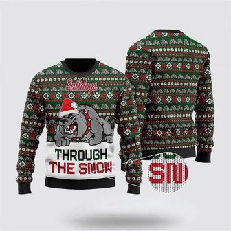 Bulldogs Through The Snow Christmas Ugly Sweater – Pet Lover Christmas Sweater | Favorety DE