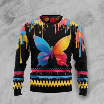 Butterfly Colorful Beauty Ugly Christmas Sweater | Favorety