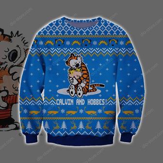 Calvin And Hobbes Knitting Pattern Print Ugly Christmas Sweater | Favorety CA