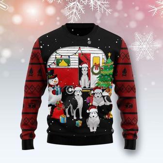 Camping Car And Siberian Husk Ugly Christmas Sweater | Favorety CA