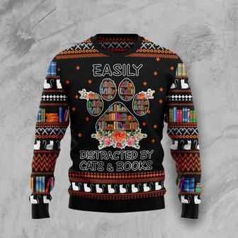 Cat And Books Ugly Christmas Sweater | Favorety CA