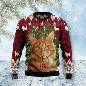 Cat Decor Pine Ugly Christmas Sweater | Favorety