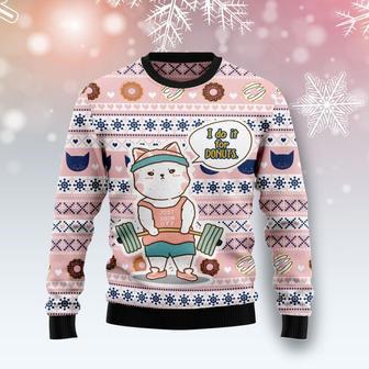 Cat I Do It For Donuts Ugly Christmas Sweater | Favorety