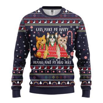 Cat Make Me Happy Ugly Christmas Sweater | Favorety