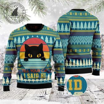 Cat Say Hi Ugly Christmas Sweater | Favorety CA