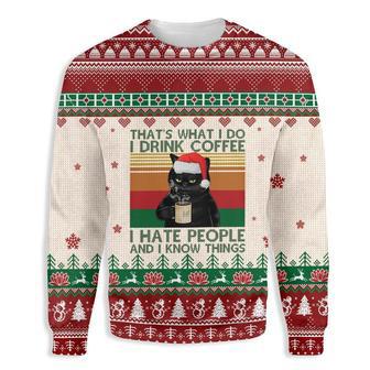 Cat ThatS What I Drink Coffee Ugly Christmas Sweater | Favorety AU