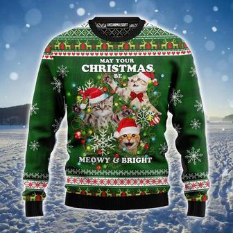 Cat Ugly Christmas Sweater, Jumper, Christmas Be Meowy & Bright Ugly Sweater | Favorety DE