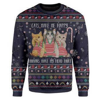 Cats Make Me Happy Ugly Christmas Sweater | Favorety AU