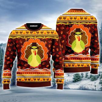 Chicken Ugly Sweater, Happy Thanksgiving Brown Ugly Sweater For Men & Women | Favorety CA