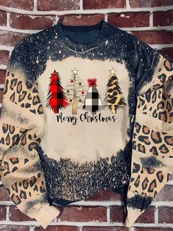 Christmas 4 Tree Leopard Bleached Sweater | Favorety CA