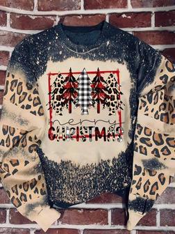 Christmas 5 Trees Leopard Bleached Sweater | Favorety DE